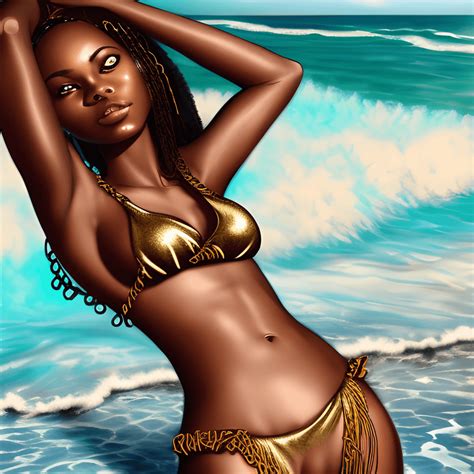 Sexy African American Woman In Bikini On Beach Creative Fabrica