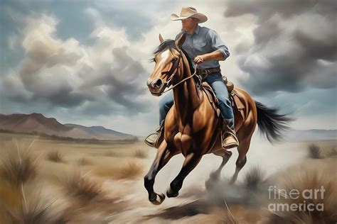 Cowboy riding horse Digital Art by Any Style Art - Fine Art America