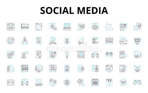 Social Media Linear Icons Set Innovation Sharing Virality Nerking