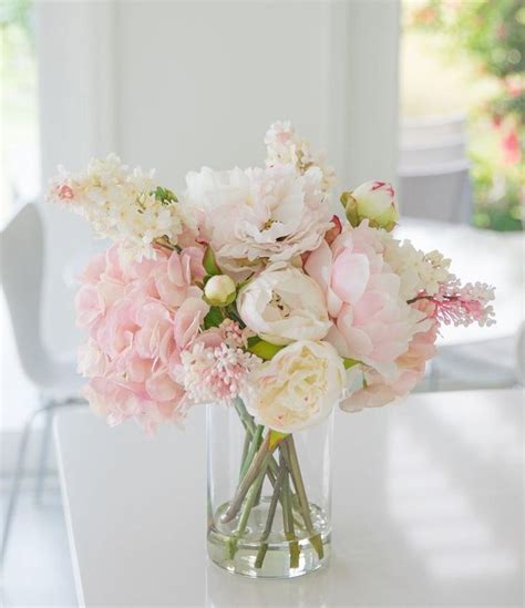 Peony Centerpiece Pink Centerpiece Silk Flower Centerpiece Acrylic