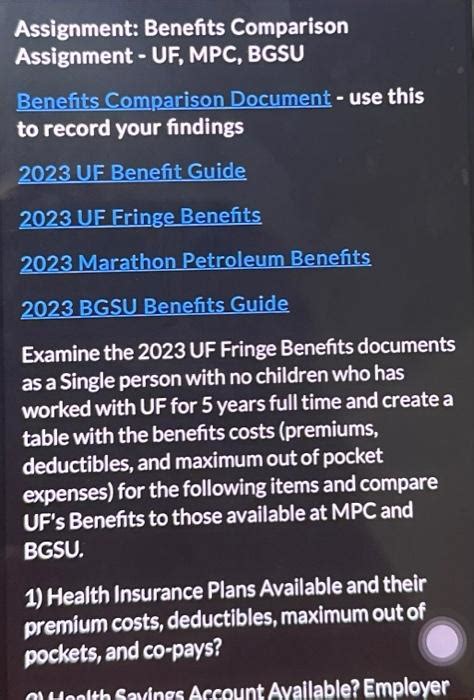 Solved Assignment Benefits Comparison Assignment Uf Mpc Chegg