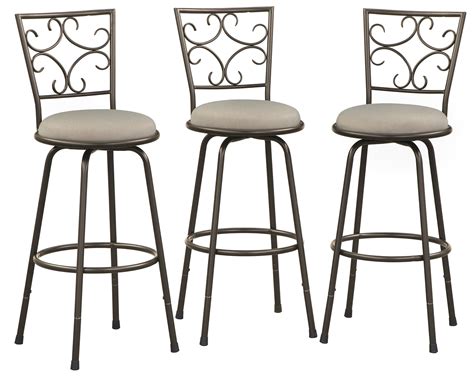 Mainstays Gillian Indoor Metal Adjustable Height Swivel Barstool Set