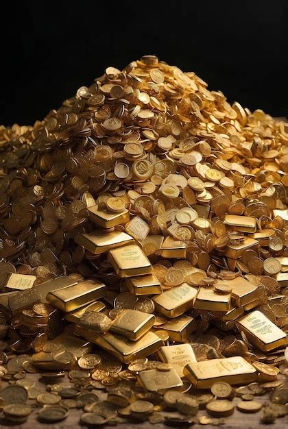 Many Pile Of Gold Bars And Gold Coinsa Premium Ai Generated Image