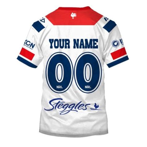 NRL Sydney Roosters Custom Name Number 2019 Away Jersey T Shirt