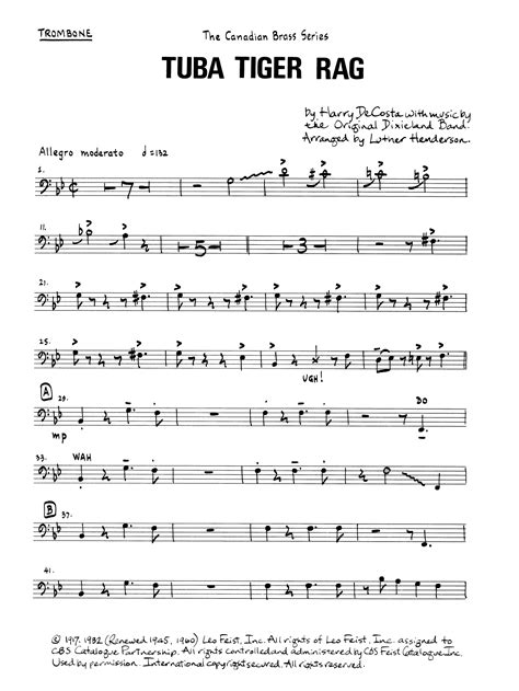 Tuba Tiger Rag Trombone Bc By Luther Henderson Sheet Music For