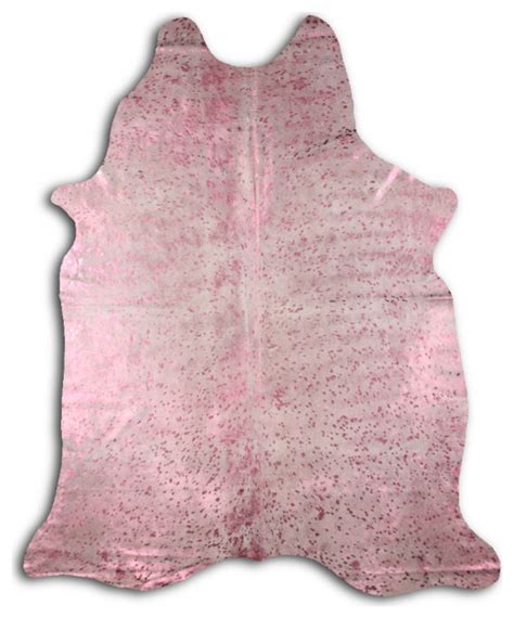 Acid Washed Hair On Cowhide Rug De Pink Metallic On White 5x7 To 6