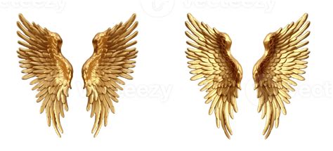 Two Pairs Of Symmetrical Golden Wings 3d Wings Transparent Background