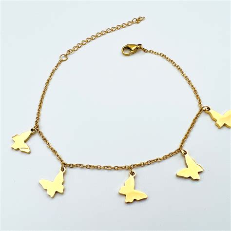 Delicate Butterfly Bracelet Gold Stainless Steel Zeneru