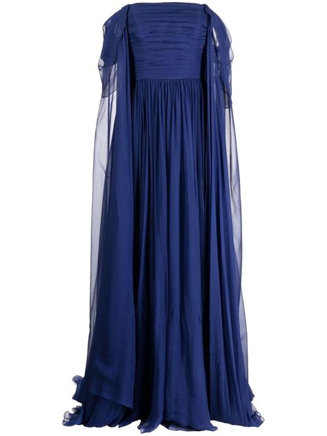 Zuhair Murad Off Shoulder Silk Gown In Blue Lyst