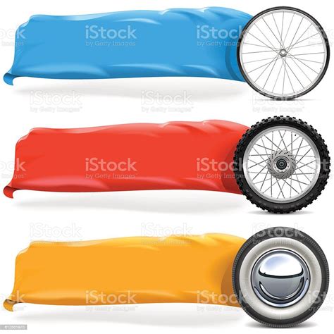 Vector Wheels With Banner Set 2 Stock Illustration Download Image Now