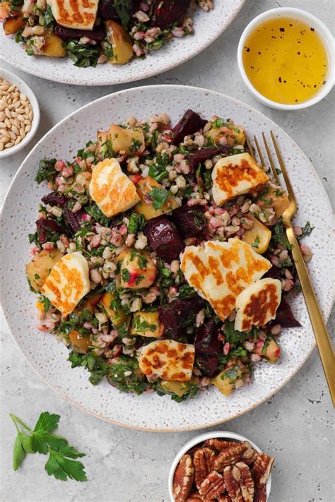 Roast Apple Beetroot Halloumi Salad Naked Digest