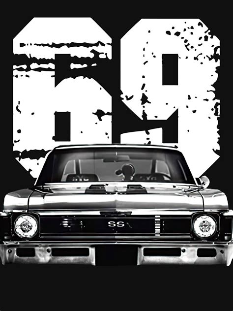 1969 Chevy Nova Front Grill View Silhouette With White Year T Shirt