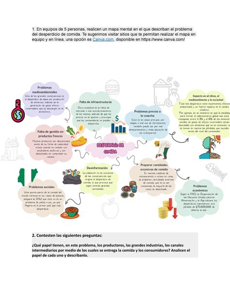 Actividad 4 Desperdicio De Comida 1 En Equipos De 5 Personas