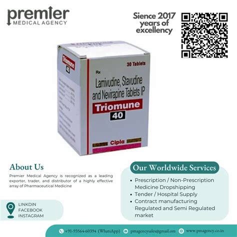 Triomune Hiv Lamivudine Stavudine And Nevirapine Tablets Packaging