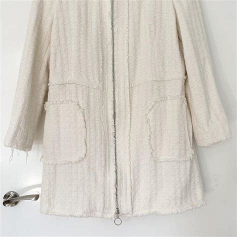 Cream Boucle Jacket Silver Hardware Worn A Depop