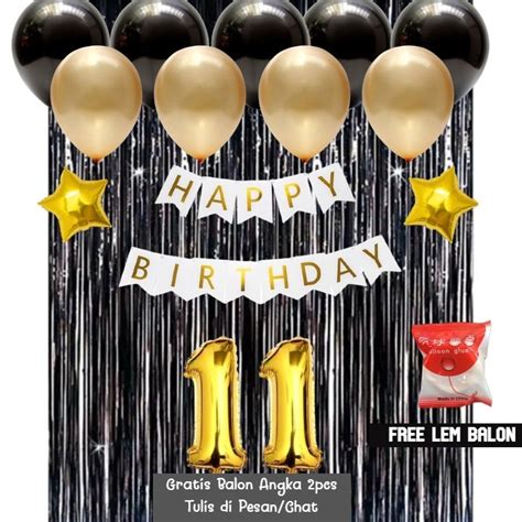 Jual Paket Set Balon Dekor Pesta Ulang Tahun Anak Backdrop Tirai Hitam