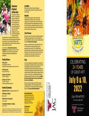 Fillable Online Summer Festival Of The Arts Artist S Application Fax