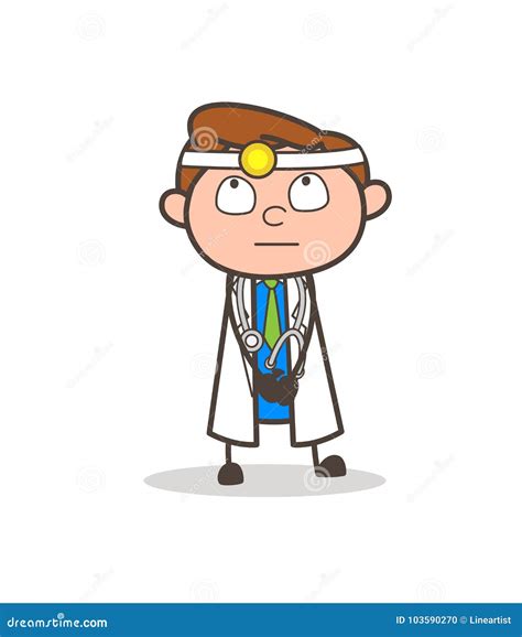 Karikatur Doktor Thinking Eine Ideen Vektor Illustration Stock