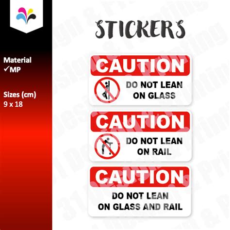 Caution Sticker Label Do Not Lean On Glass Rail Glass And Rail Stickers