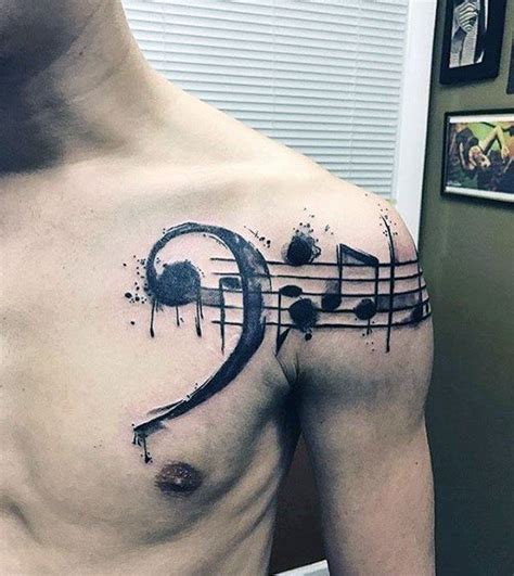 50 Music Staff Tattoo Designs For Men - Musical Pitch Ink Ideas