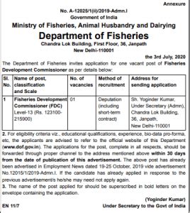 Department Of Fisheries Recruitment 2022 Under Ministry Of Fisheries