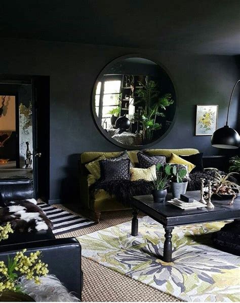 Pin By Erika Gosse On Dark And Beautiful Dark Living Rooms Black