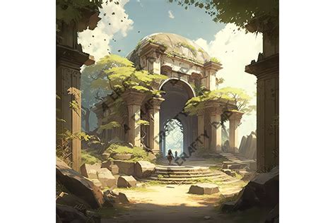 Anime Ancient Ruins Background Vol Graphic By A Crafty Dad