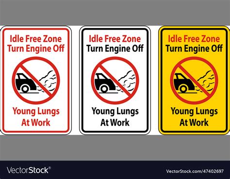 No Idling Zone Please Turn Off Engine Sign Vector Image