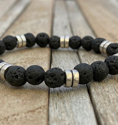 Black Lava Stone Bracelet Gift Men' Bracelet Woman's | Etsy