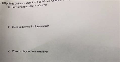 Solved Points Define A Relation R On Z As Follows Hor Ll Chegg