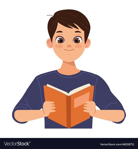 Young Man Reading Book Royalty Free Vector Image