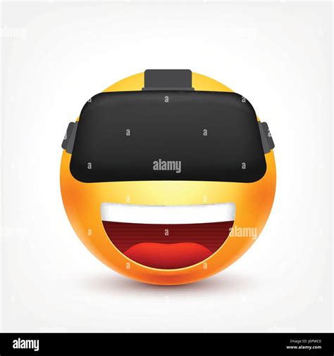 Smiley Mit Vr Brille L Chelndes Emoticon Gelbes Gesicht Mit Emotionen