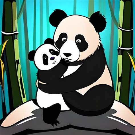 Panda Bear Hug Cartoon