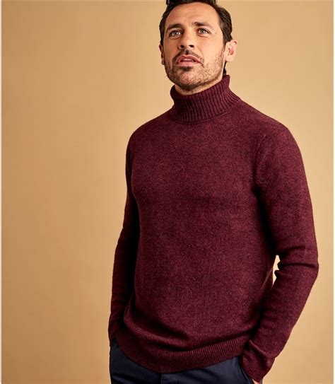 Blue Steel Pure Lambswool Knitted Polo Neck Jumper Woolovers Au