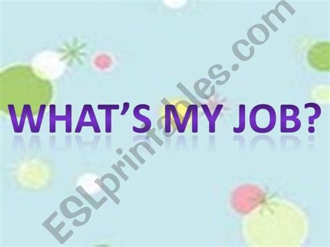 Esl English Powerpoints What´s My Job