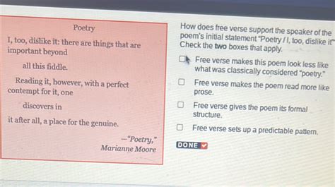 Solved How Does Free Verse Support The Speaker Of The Poetry Poem S