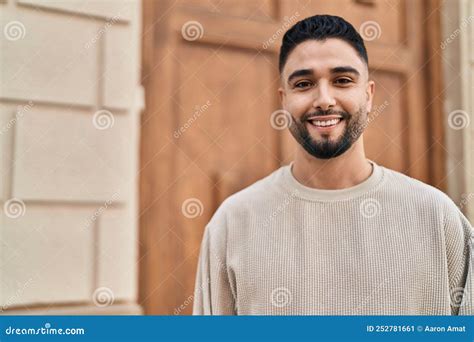 Young Arab Man Smiling Confident Standing At Street Stock Image Image