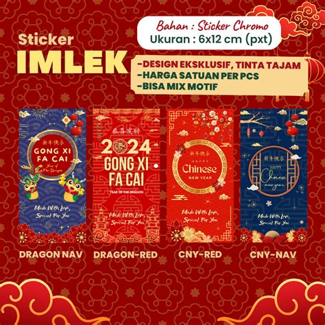 Jual Sticker Imlek Naga Label Stiker Toples Year Of Dragon Box