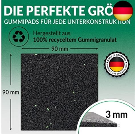 100 Stück 3 mm 90 x 90 mm Terrassenpad Terrassenpads aus Gummi