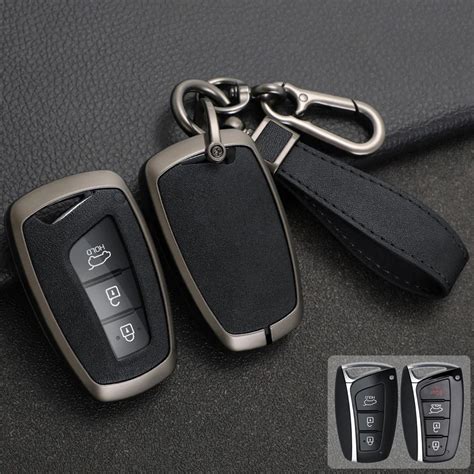 Zinc Alloy Leather Car Key Case For Hyundai Grandeur HG Sedan Santa Fe