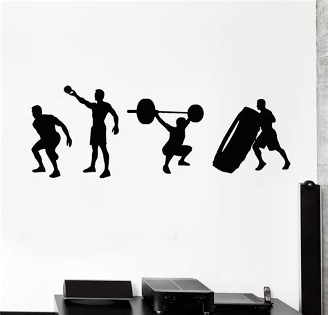 Vinyl Wall Decal Gym Iron Sports Weight Fitness Muscled Stickers Mural