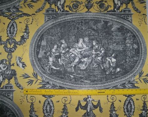 Designer Neoclassical Rousseau French Toile Fabric 10 Yards Yellow