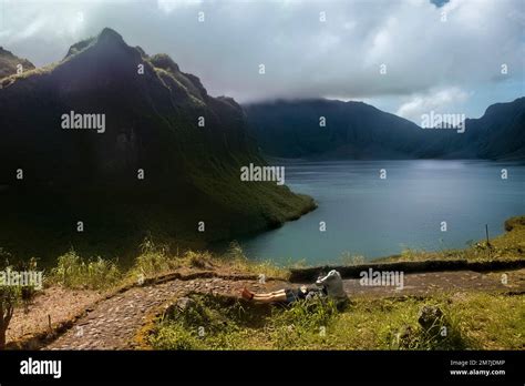 View Of Lake Pinatubo Crater Lake At Mount Pinatubo Zambales Luzon