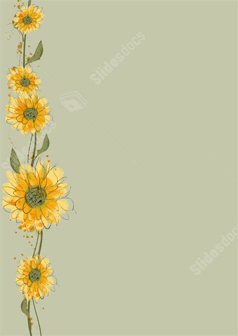 Wallpaper Featuring Sunflowers With A Creative And Fresh Watercolor Style Page Border Background ...