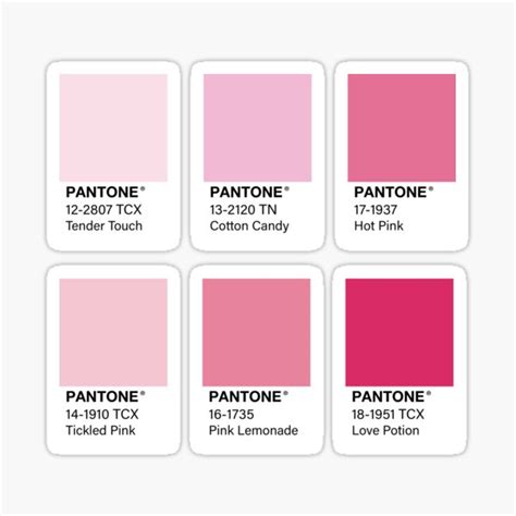 "Pink Pantone Color Swatch Pack" Sticker for Sale by jadeillustrates ...