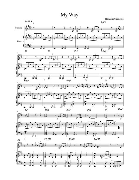 My Way Sheet Music For Piano Solo