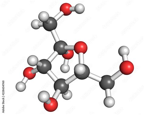 Ilustracja Stock Fructose Molecule Ball And Stick Model Shown In Its