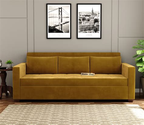 Buy Salita Seater Fabric Convertible Sofa Cum Bed Velvet Chestnut