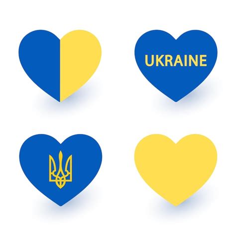 Premium Vector Set Of Drawing Ukraine Flag Heart Ukraine Flag