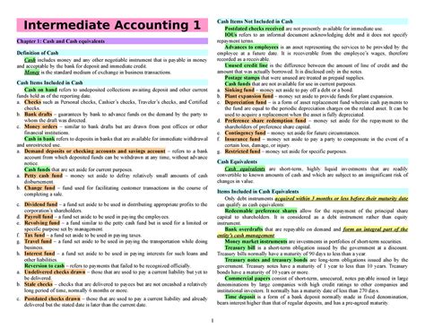 Intermediate Accounting 1 Notes Intermediate Accounting 1 Chapter 1 Cash And Cash Equivalents